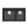 QUADRON | LOGAN 120 | granitowy zlewozmywak kuchenny BLACK DIAMOND + ZŁOTY PVD | wymiar: 76 x 45 x 23,5 cm | 2-komorowy wpuszczany | podbudowa szafki od: 80 cm HQL7645U8PVDG1I